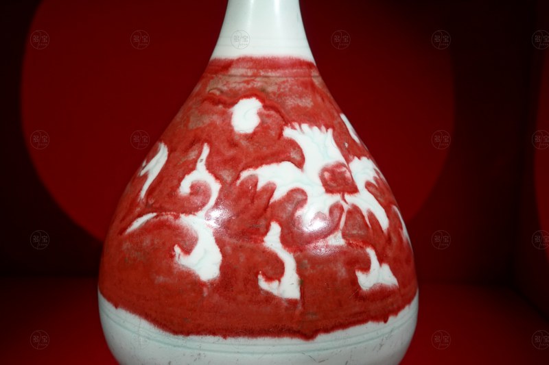 元代（1271-1368年） 釉里红花卉纹玉壶春瓶 - 图2
