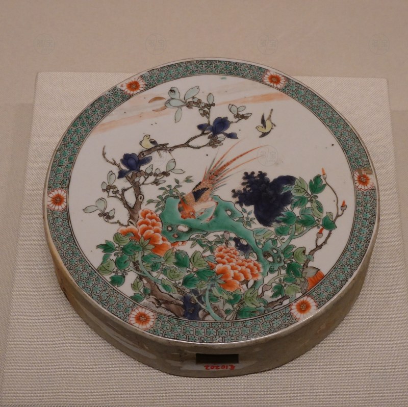 清康熙（1662-1722） 五彩花鸟人物纹屏芯