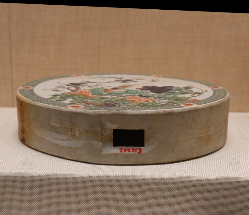 清康熙（1662-1722） 五彩花鸟人物纹屏芯 - 图2