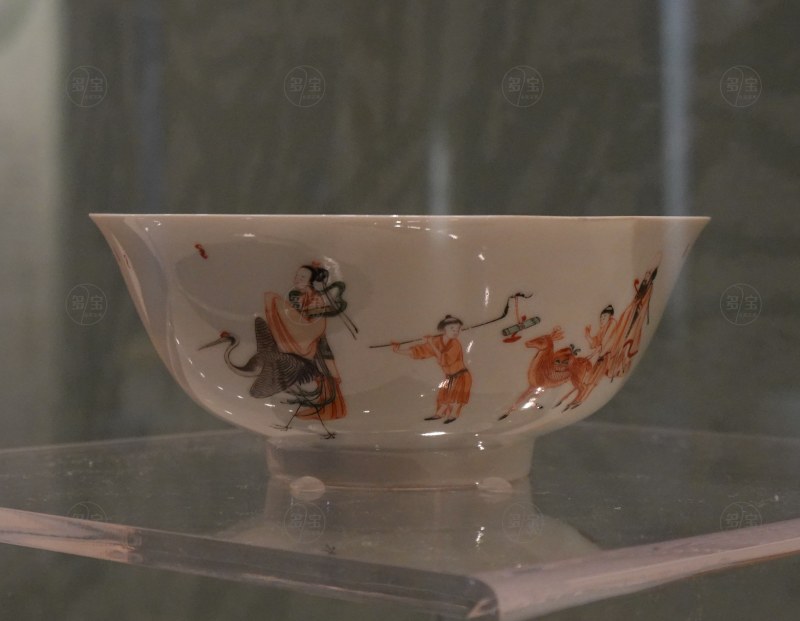 清康熙（1662-1722） 淡描红彩八仙图纹碗 - 图2