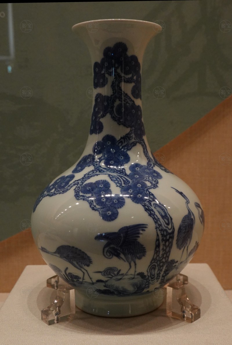 清道光 青花松鹤图瓶