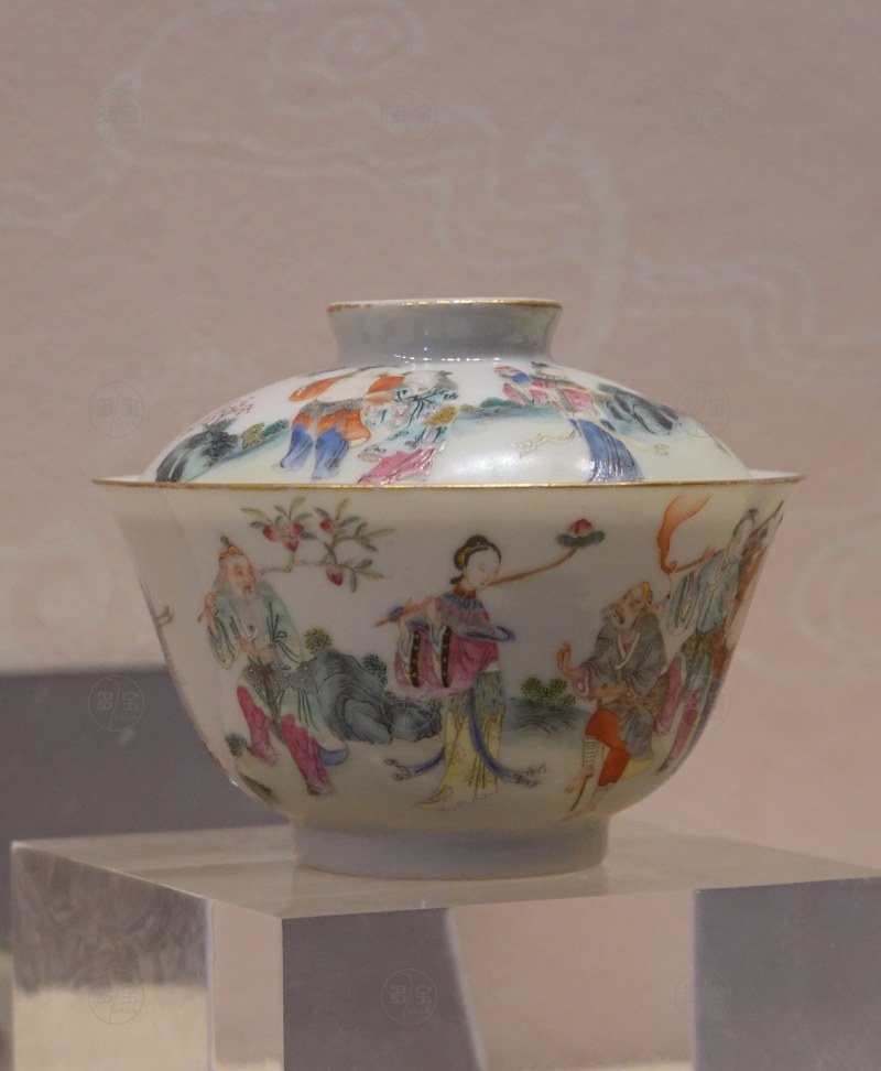 清道光（1821-1850） 粉彩群仙祝寿图盖碗 - 图2