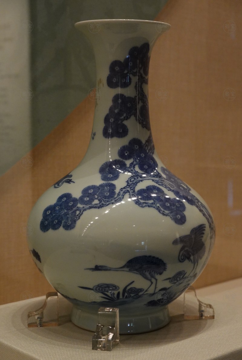 清道光 青花松鹤图瓶 - 图4