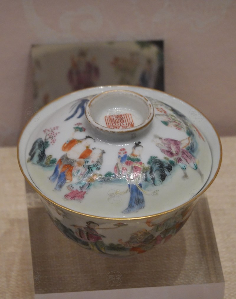 清道光（1821-1850） 粉彩群仙祝寿图盖碗 - 图3