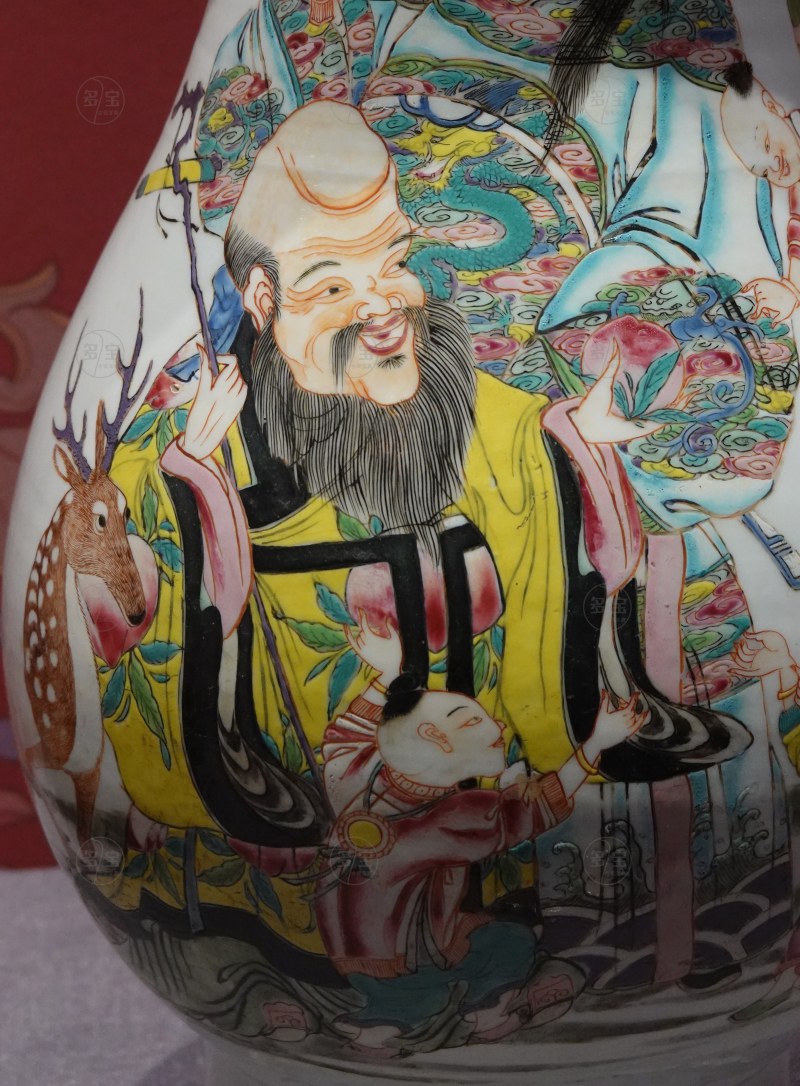 清 粉彩福禄寿三星大瓶 - 图3