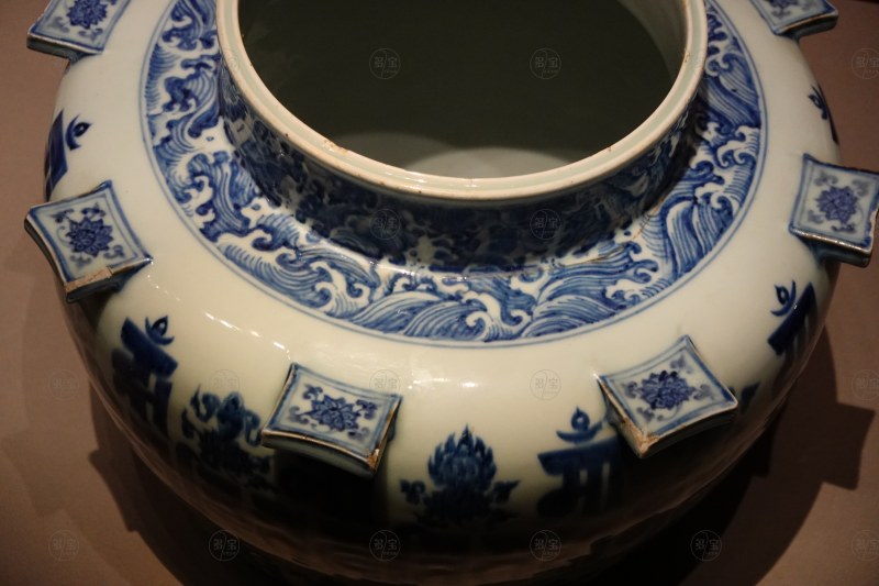 明宣德（1426-1435年） 青花兰札体梵文出戟法轮盖罐 - 图5