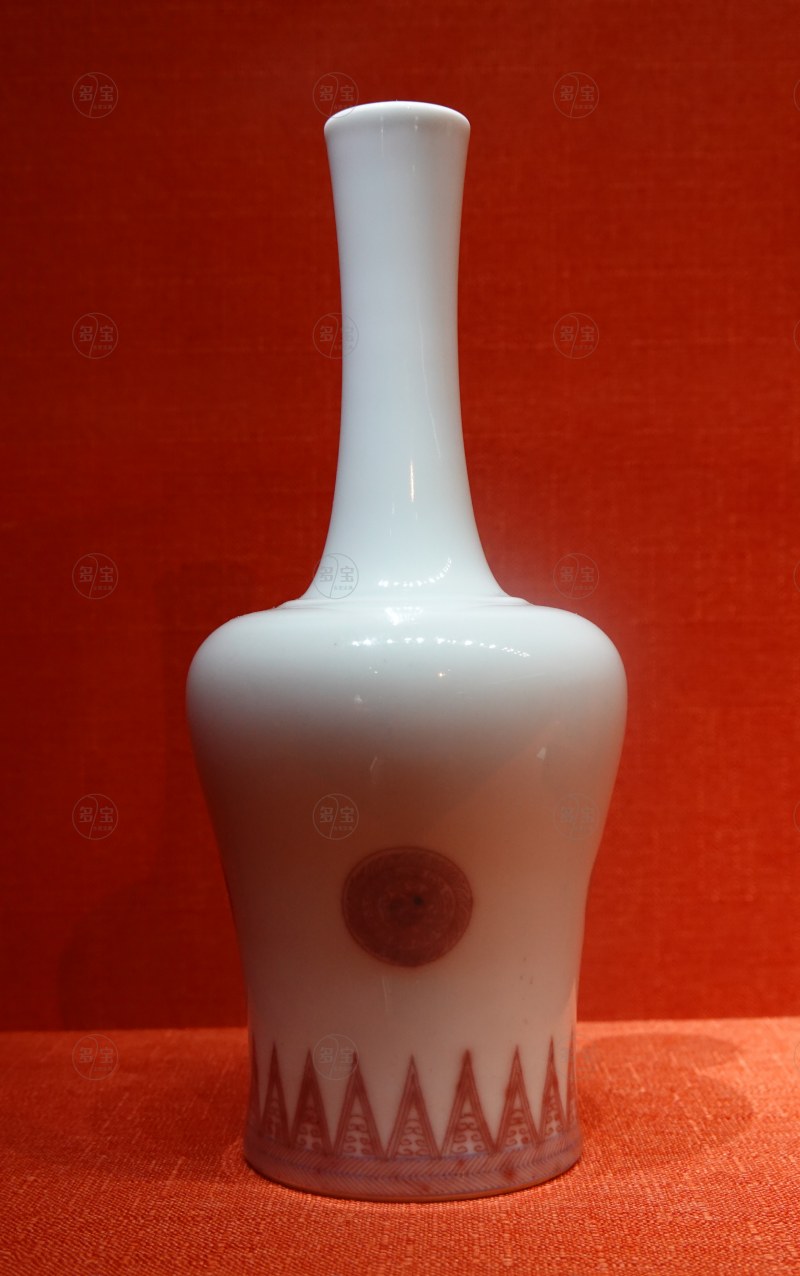 清康熙 青花釉里红团花纹摇铃尊