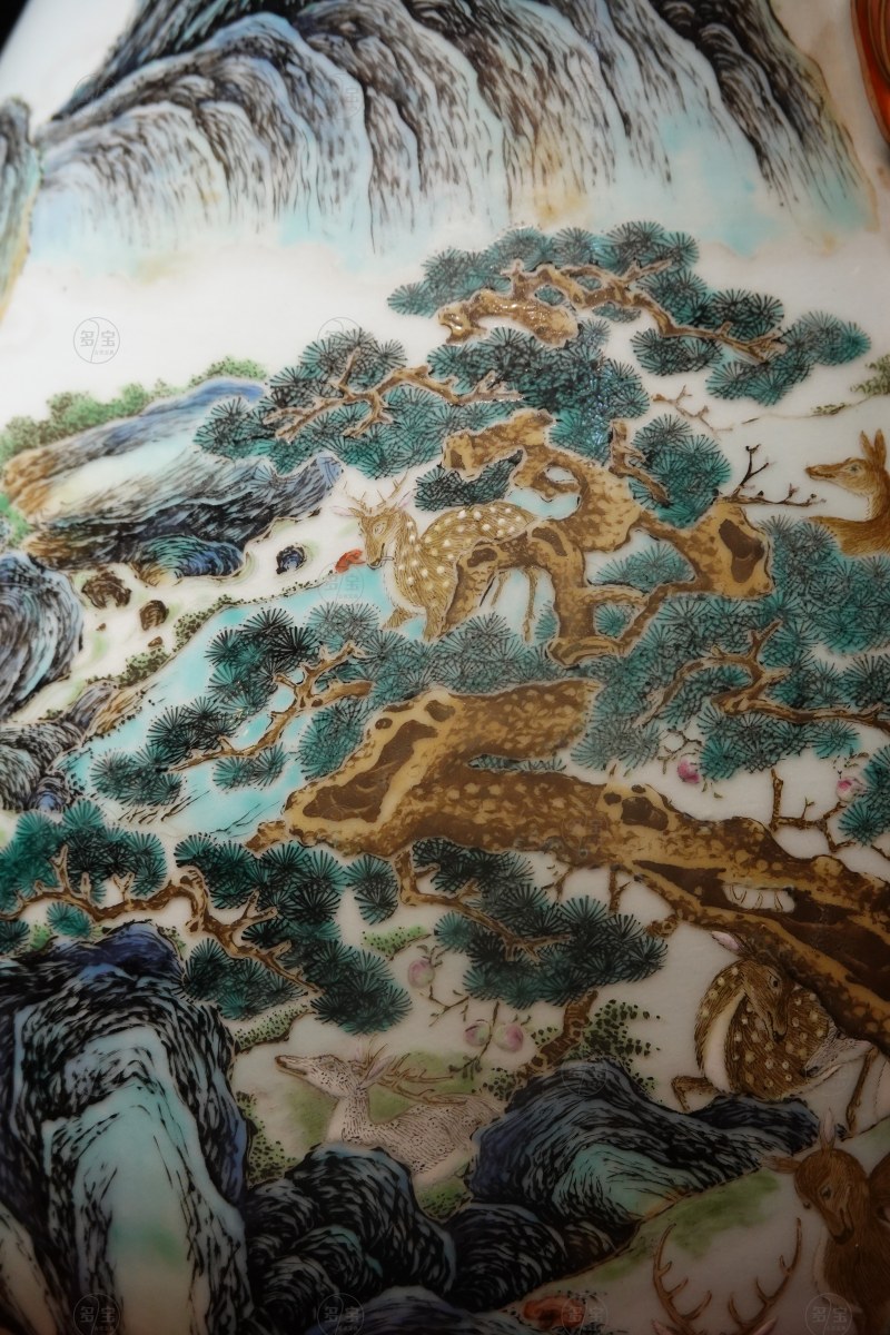 清乾隆 御制洋彩螭龙耳百鹿尊 - 图13