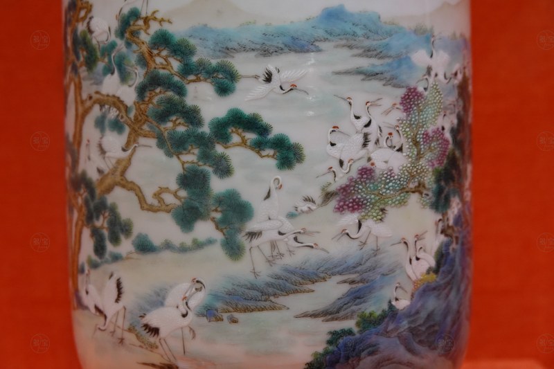 清乾隆七年 御制洋彩珐琅“福寿双喜 鹤算遐龄“壮罐 - 图4