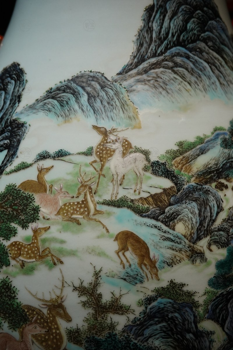 清乾隆 御制洋彩螭龙耳百鹿尊 - 图8
