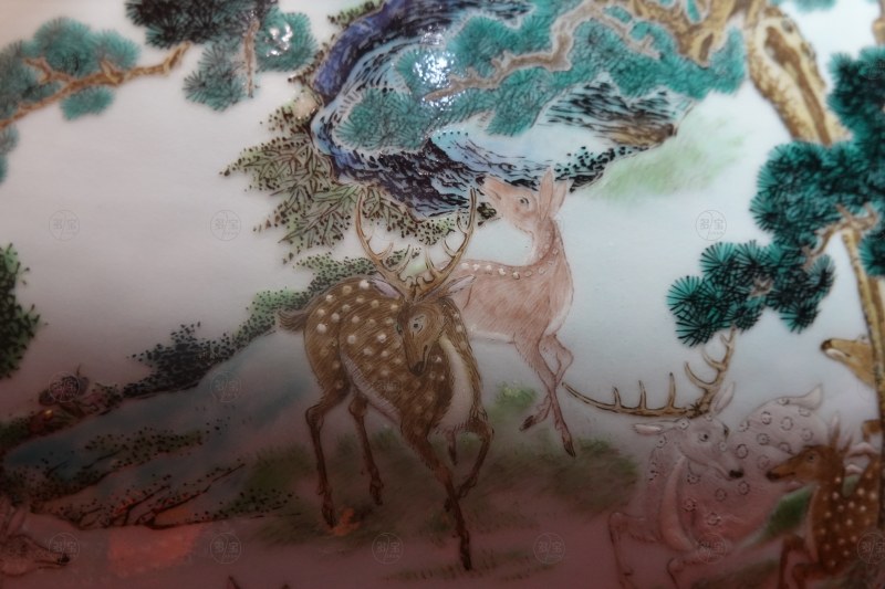 清乾隆 御制洋彩螭龙耳百鹿尊 - 图11