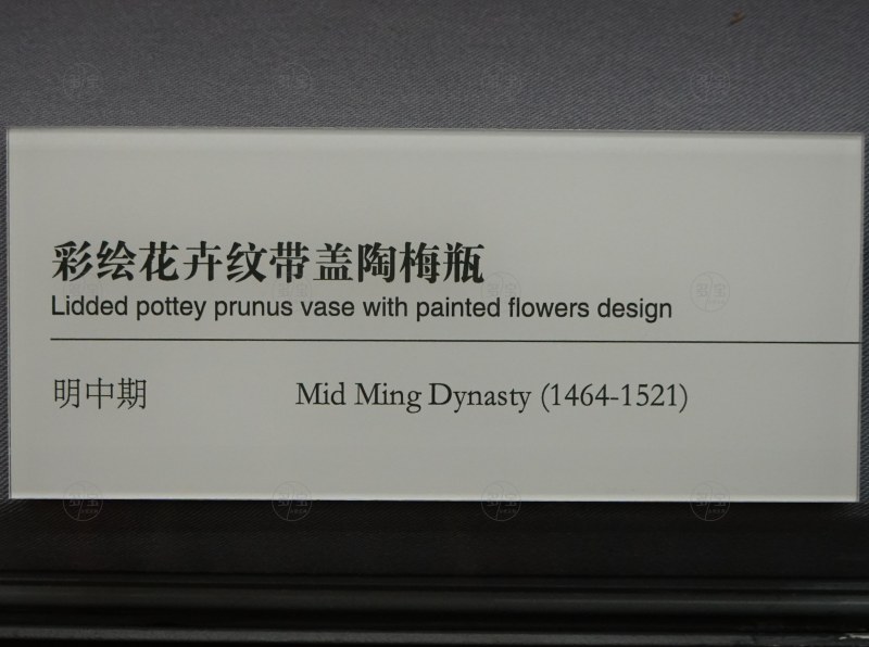 明中期(1464-1521) 彩绘花卉纹带盖陶梅瓶 - 图2