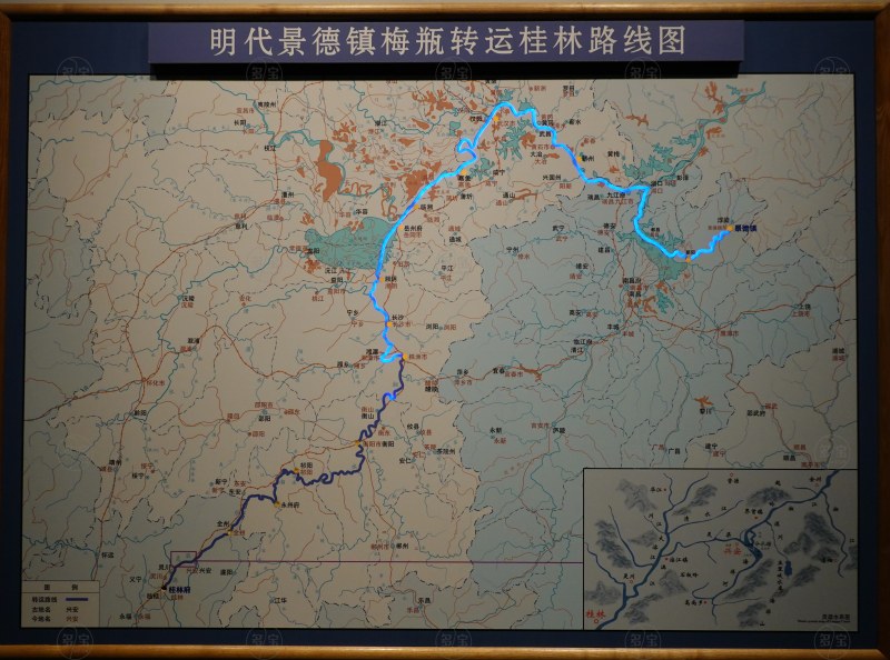 明代景德镇梅瓶转运桂林路线图