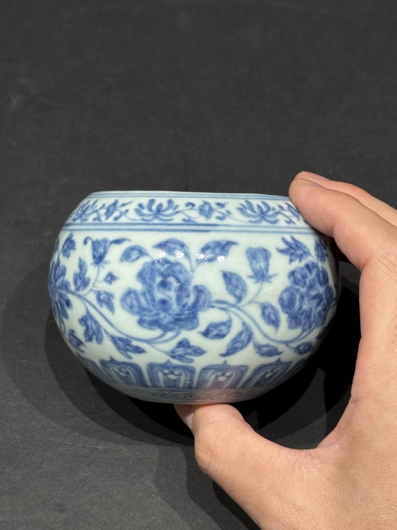 明宣德青花缠枝花卉纹水盂-多宝古瓷宝典