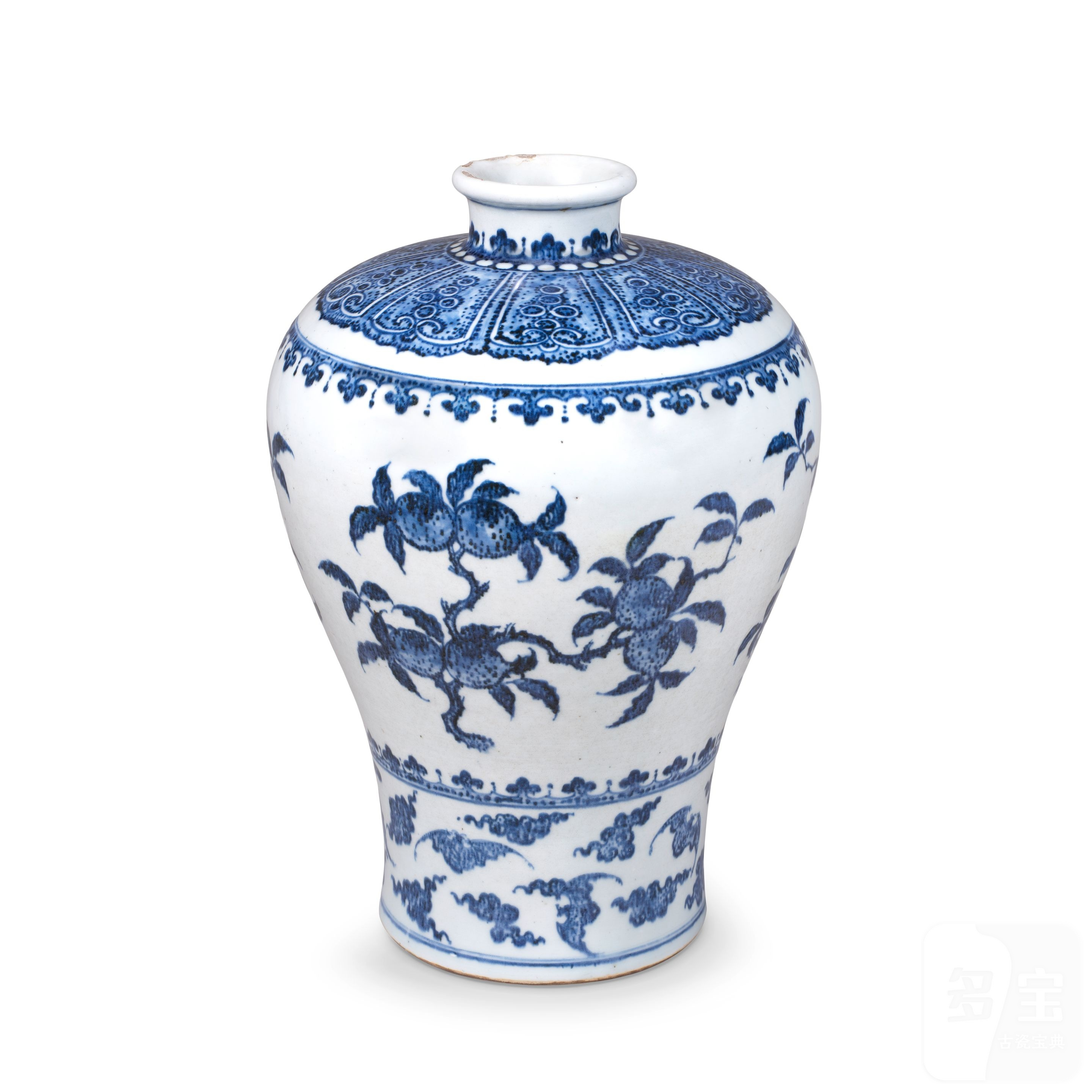 十八世紀仿明青花三多折枝紋梅瓶| A RARE MING-多宝古瓷宝典