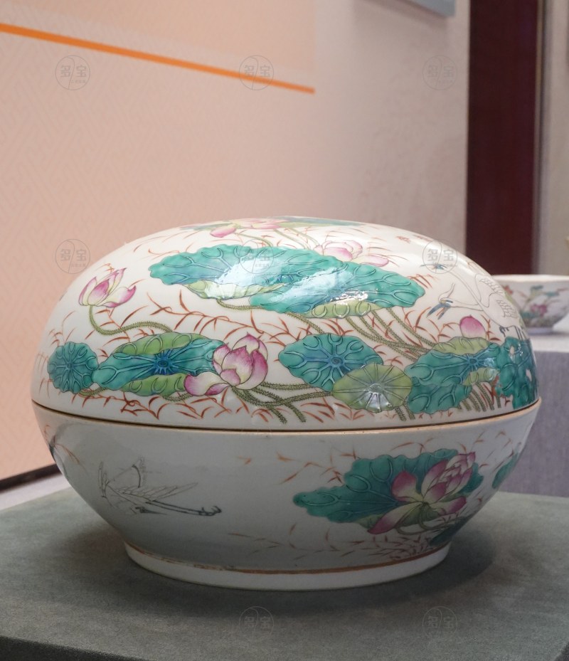 清光绪（1875-1908） 粉彩鹭鹭卧莲瓷盒 - 图5