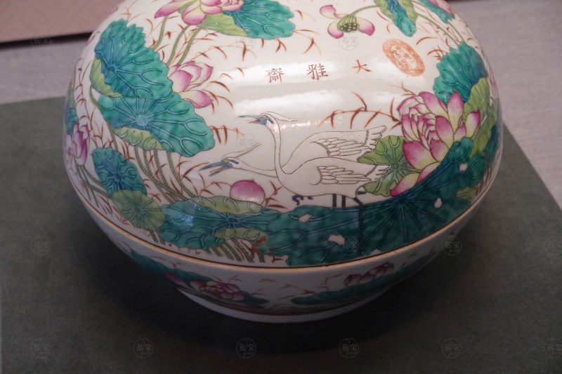 清光绪（1875-1908） 粉彩鹭鹭卧莲瓷盒 - 图7