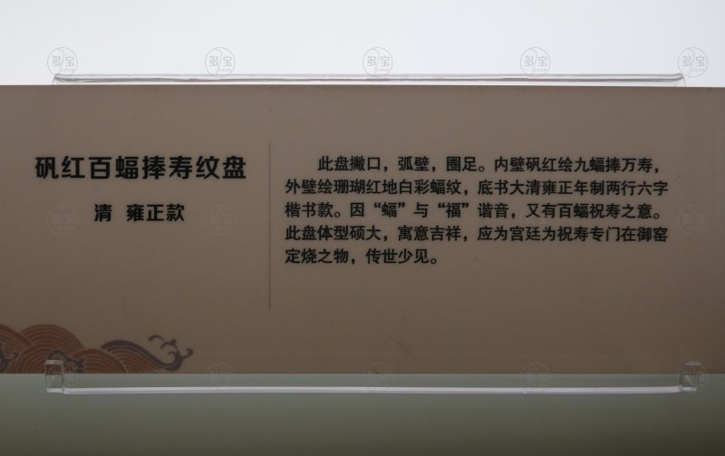 清 雍正 矾红百蝠捧寿纹盘 - 图3