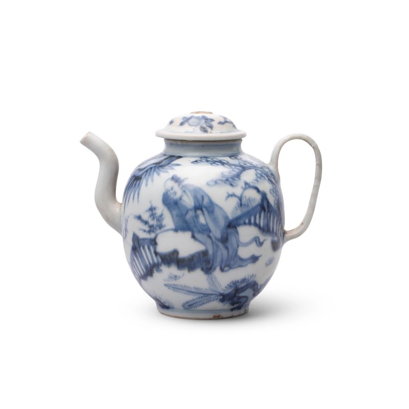 明天啓青花人物圖蓋壺| A BLUE AND WHITE-多宝古瓷宝典
