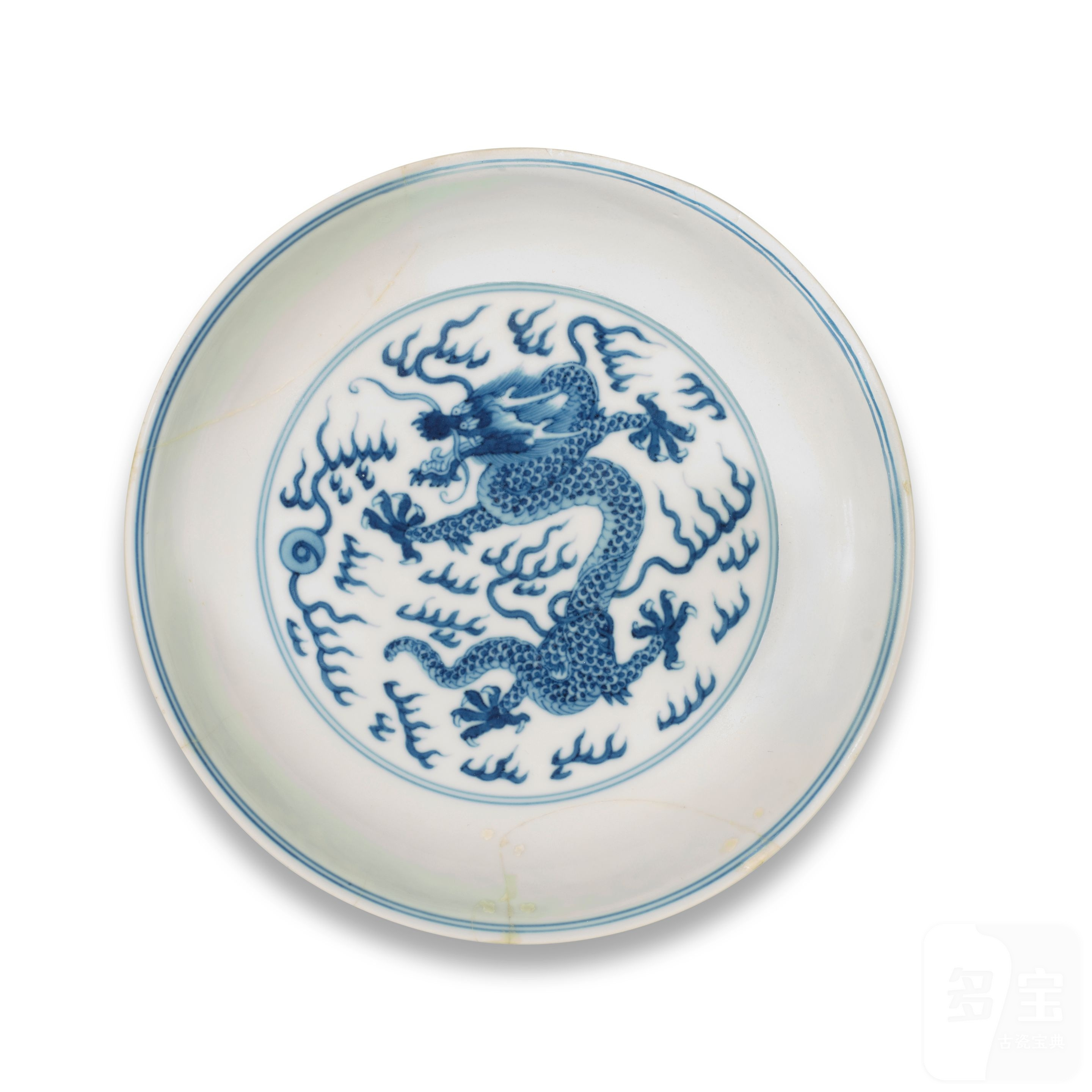 清乾隆青花龍紋盤| A BLUE AND WHITE '-多宝古瓷宝典