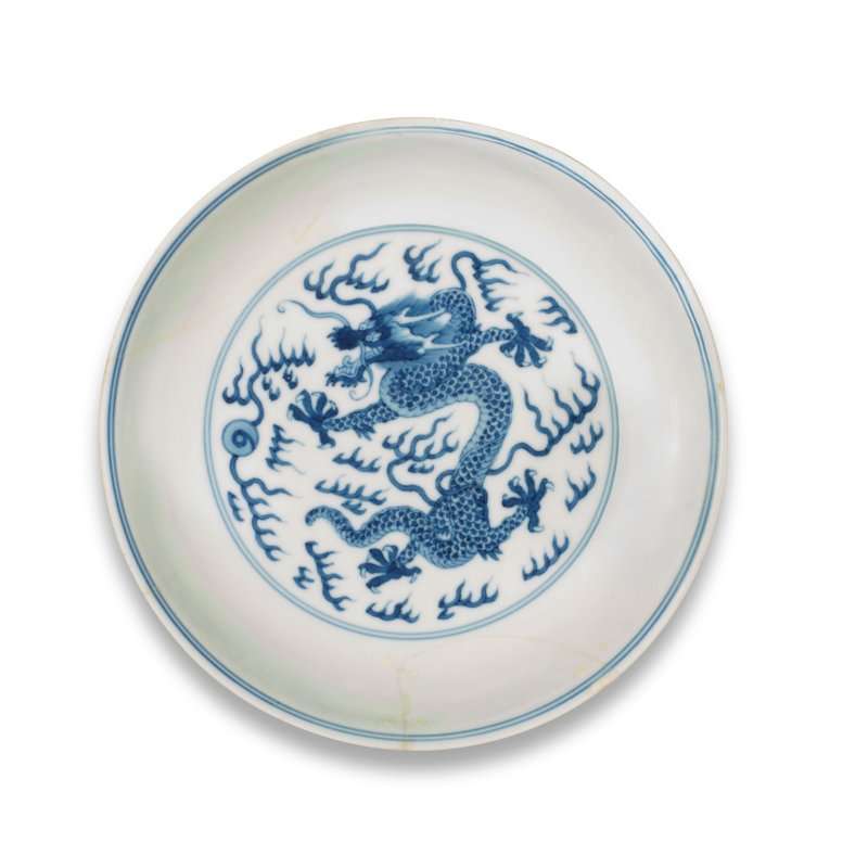 清乾隆青花龍紋盤| A BLUE AND WHITE '-多宝古瓷宝典