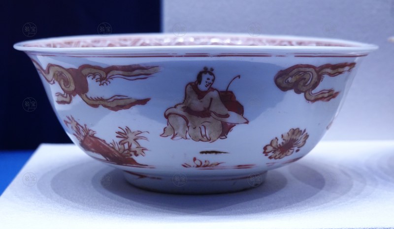 明（1368-1644） 红绿彩仙人醉酒图碗