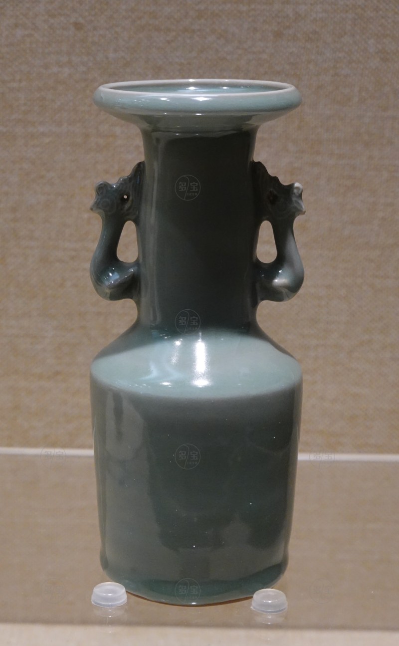宋（960-1279） 龙泉窑青釉盘口双耳壶