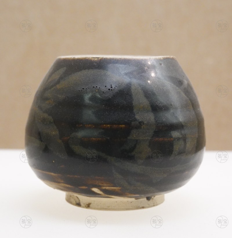 宋 河南段店窑黑釉画彩小罐 - 图2