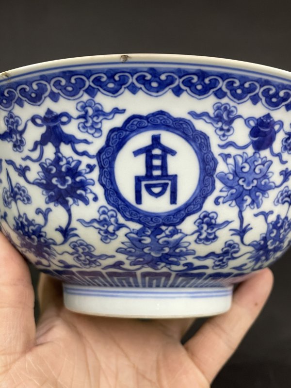 清乾隆青花丙午年制山高水长碗-多宝古瓷宝典