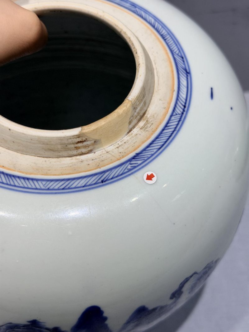 清康熙青花山水人物纹罐-多宝古瓷宝典