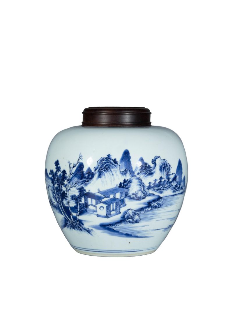 清康熙青花山水人物纹罐-多宝古瓷宝典