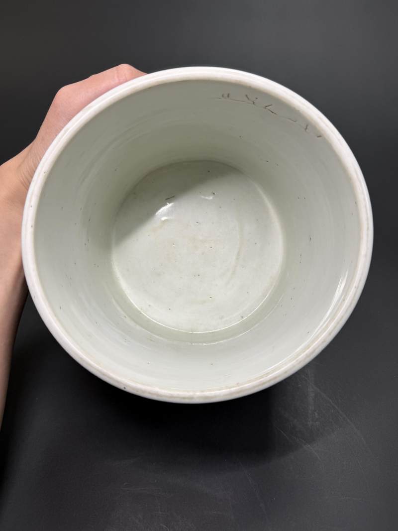 清康熙洒蓝釉大笔筒-多宝古瓷宝典