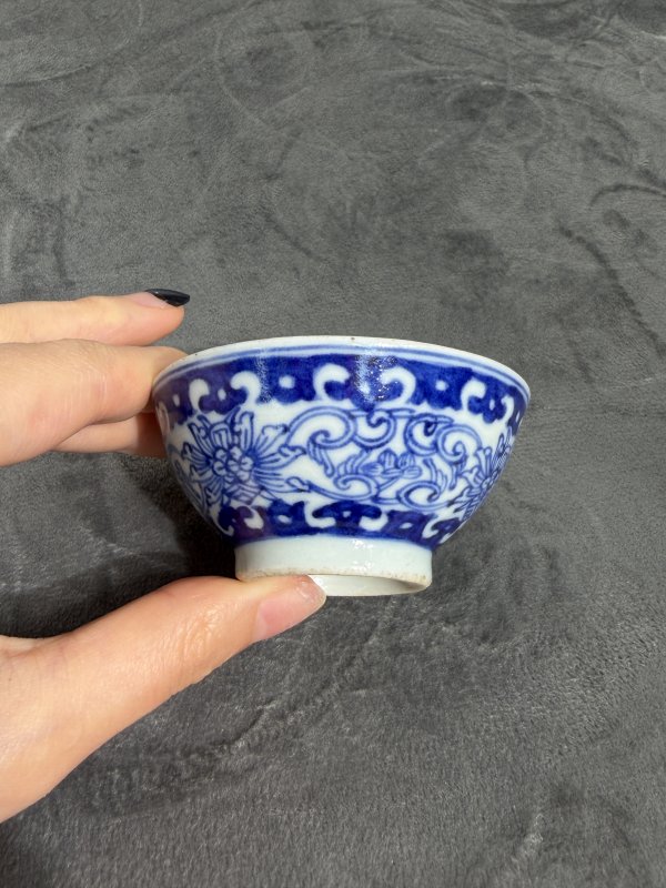 清晚期青花如意云头纹缠枝花卉纹小茶园 - 图4