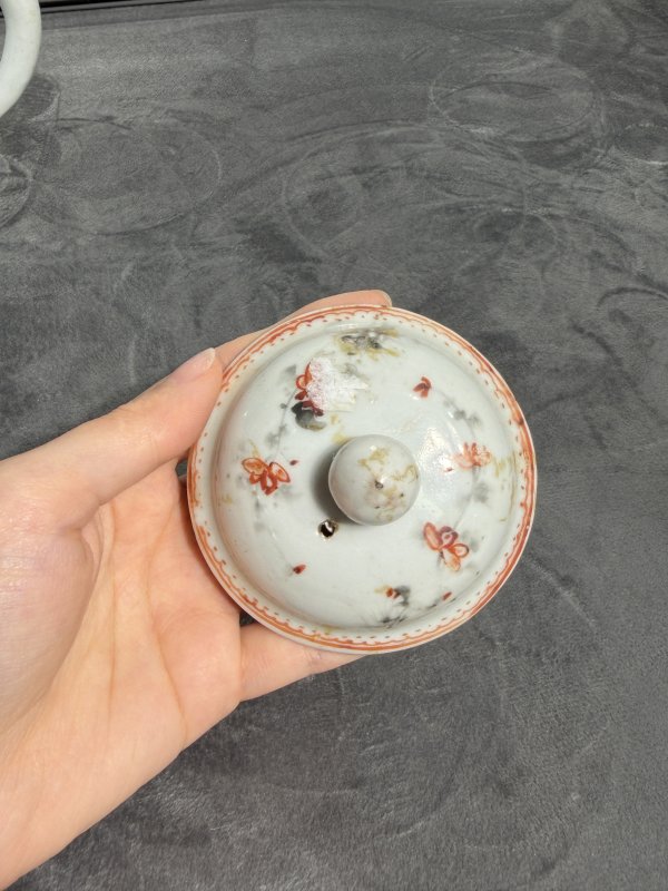 清乾隆广彩庭院教子图茶壶 - 图12
