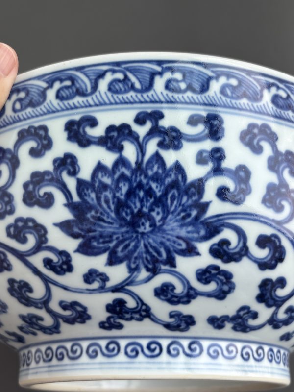 清雍正青花缠枝花卉纹大碗-多宝古瓷宝典