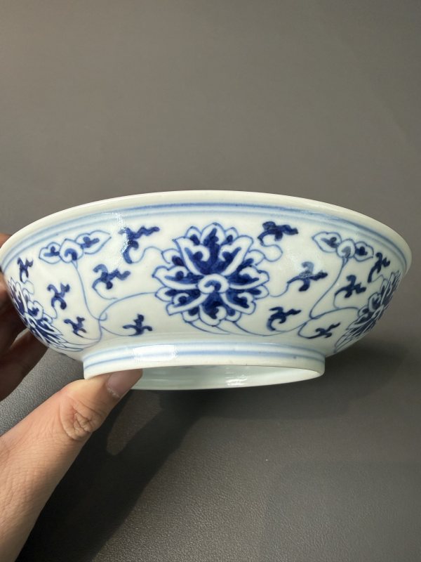 清光绪青花缠枝莲纹盘-多宝古瓷宝典