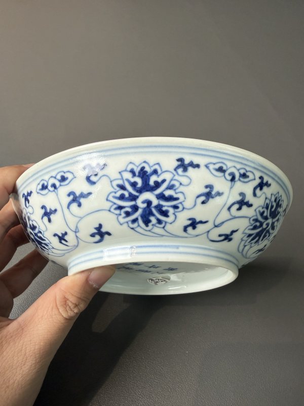 清光绪青花缠枝莲纹盘-多宝古瓷宝典