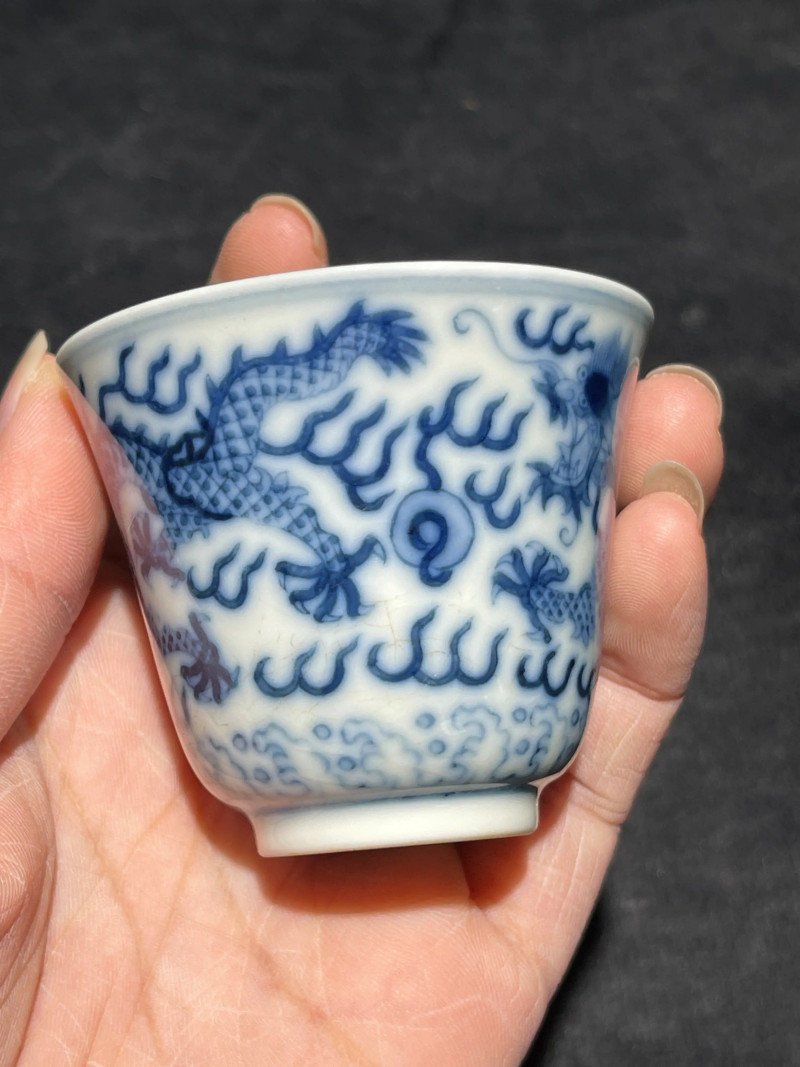 清光绪 青花龙纹杯 - 图5