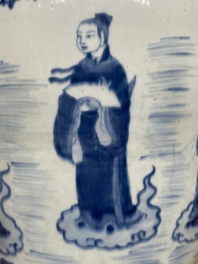 清康熙 青花神仙人物纹大盖罐 - 图8