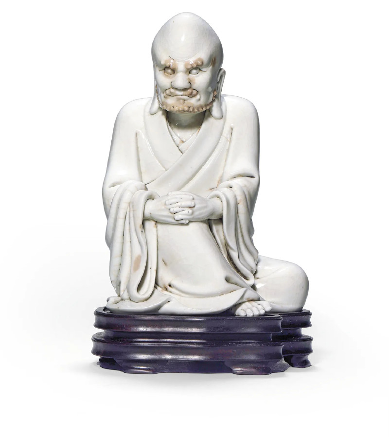 明末清初 德化白釉达摩瓷塑