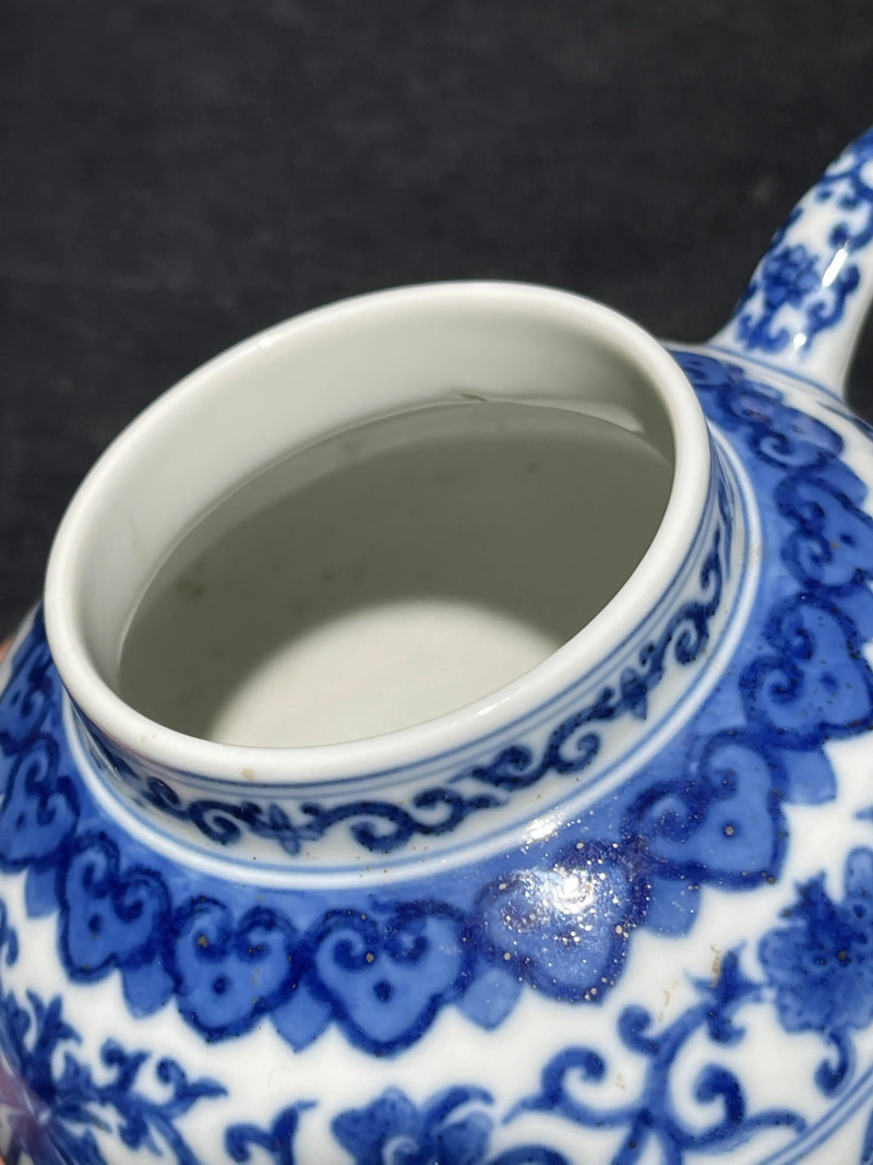 清道光 青花花卉纹执壶 - 图9