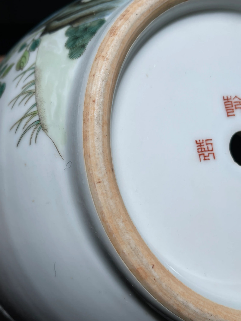 民国 粉彩双鹿纹花盆一对 - 图20