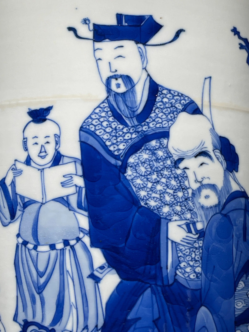 清康熙 青花福禄寿纹棒槌瓶 - 图9