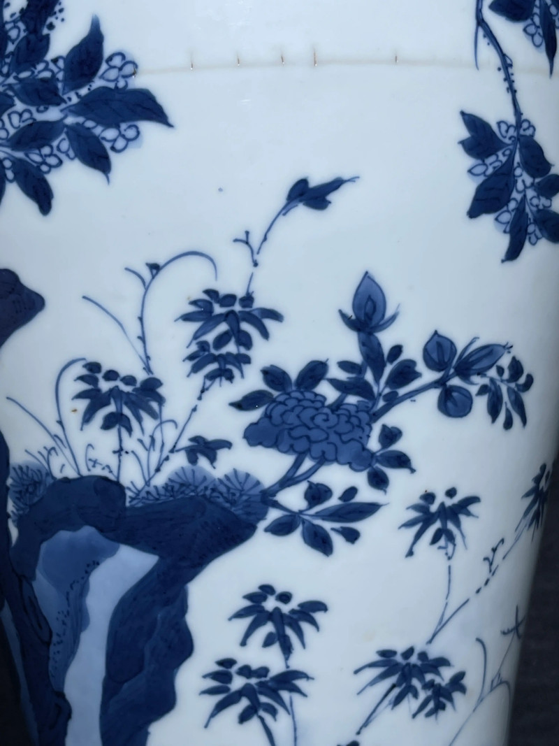 清康熙 青花花鸟纹观音尊 - 图7