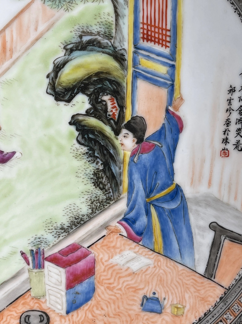 民国 粉彩人物纹盘一组两件 - 图3