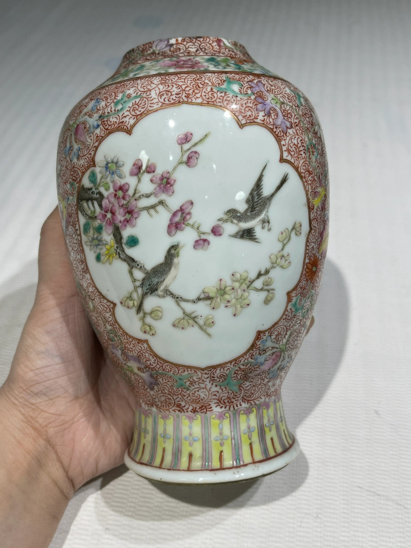 清代 粉彩花鸟纹瓶一组二十一件 - 图36