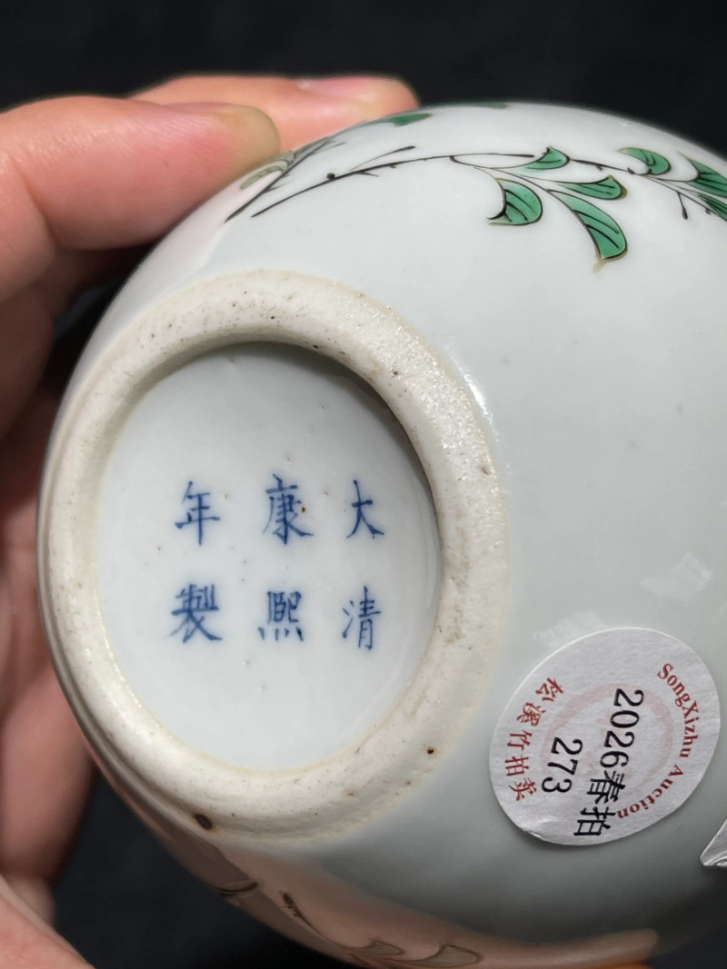 清光绪 仿康熙釉里红加五彩花卉纹苹果尊 - 图14