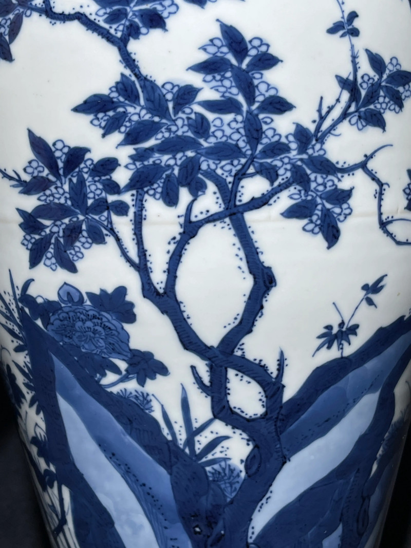 清康熙 青花花鸟纹观音尊 - 图8