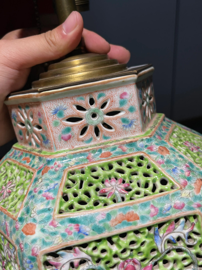 清晚期 粉彩龙凤纹镂空皮灯一对 - 图8