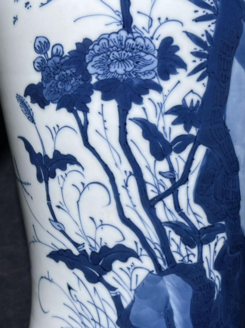 清康熙 青花花鸟纹观音尊 - 图9